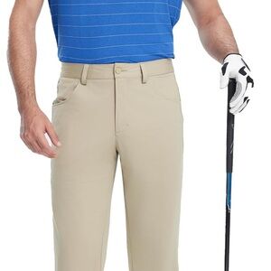 Mens Wrinkle-Resistant Golf Pants Straight-fit Stretch Flat Front Dress Pants